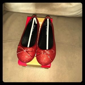Red Glitter Flats Size 11 NWT